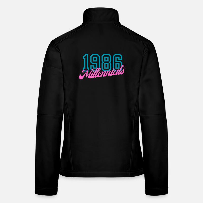 1986 Millennials Retro Numerisches Design - Frauen Softshelljacke - Schwarz