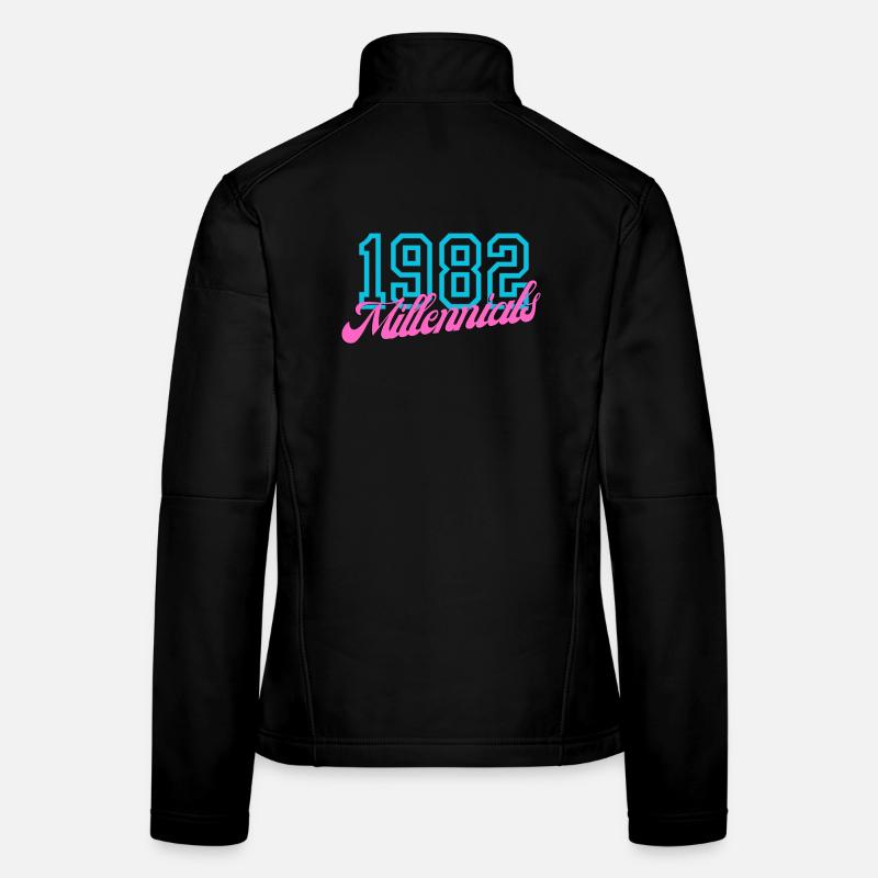 1982 Millennial Retro Numeric Design Veste en tissu softshell Femme