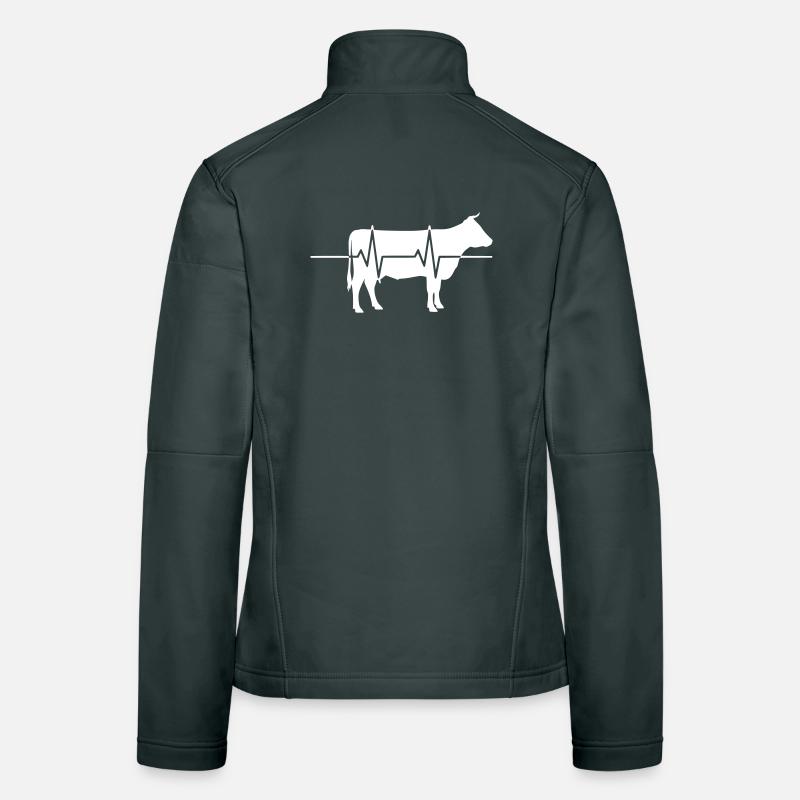 ECG du battement cardiaque de vache Ferme Clean Vector Veste en tissu softshell Femme