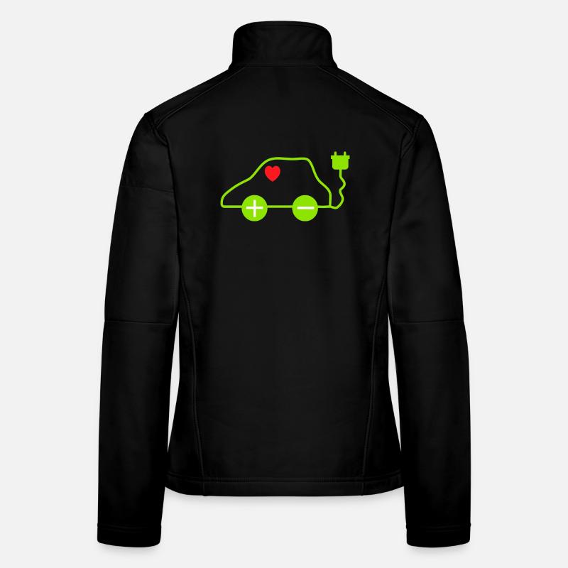 Green E-Car Heart Design Women's Softshell Jacket