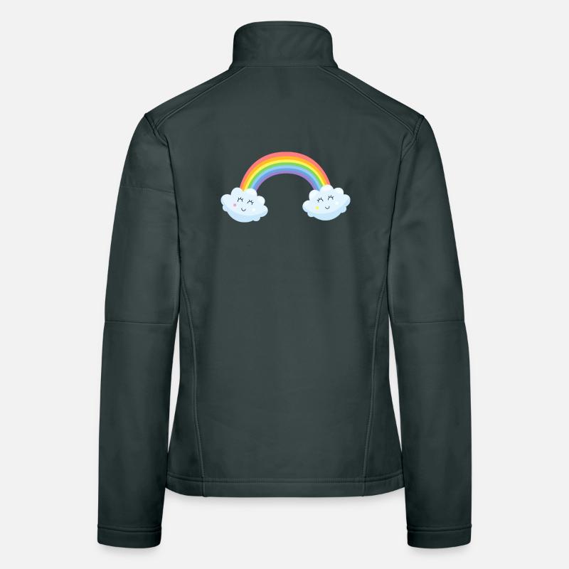 Whimsical Rainbow Clouds Women's Softshell Jacket