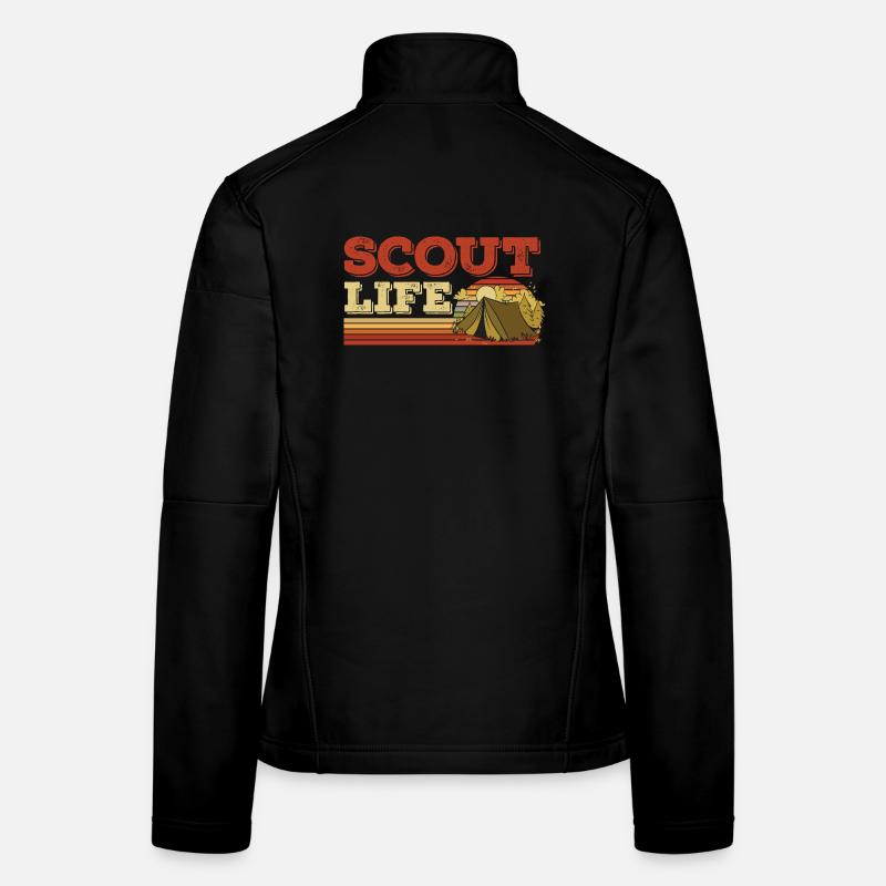 Retro Scout Scouting Leben Zelt Hobby Camp Frauen Softshelljacke