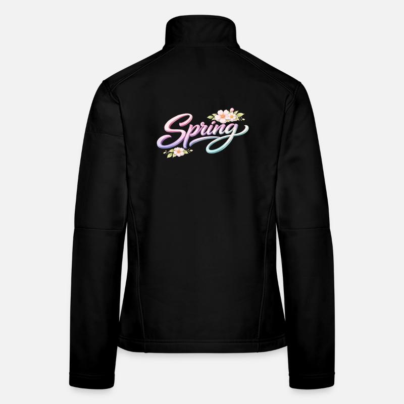 Spring lettering with flowers Women's Softshell Jacket
