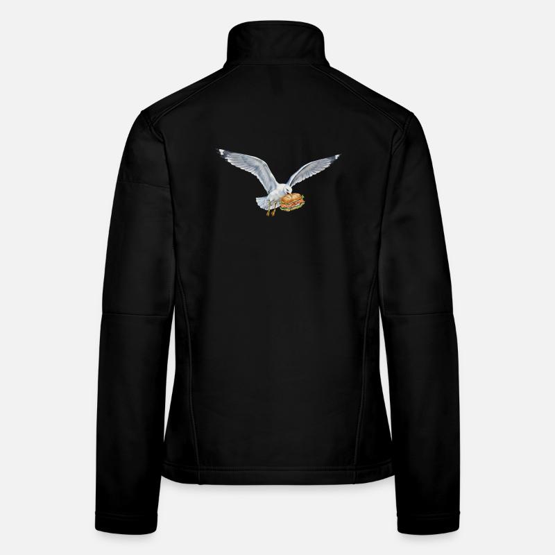 Mouette drôle vole un rouleau de poisson sur la plage Veste en tissu softshell Femme