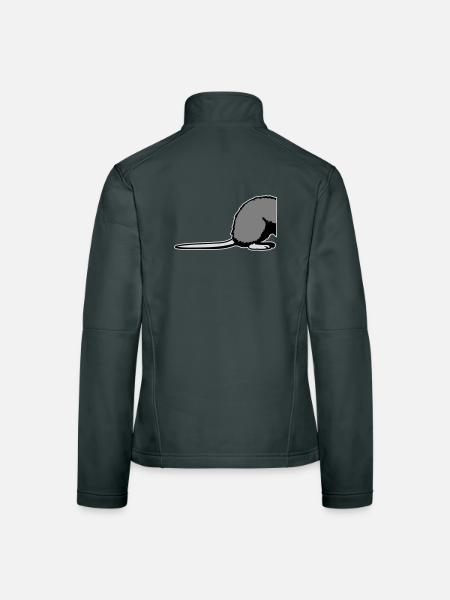 Ratte Rückseite Halb Lustig Schwanz Nagetier Tier - Frauen Softshelljacke - Dunkelgrau - Hinten