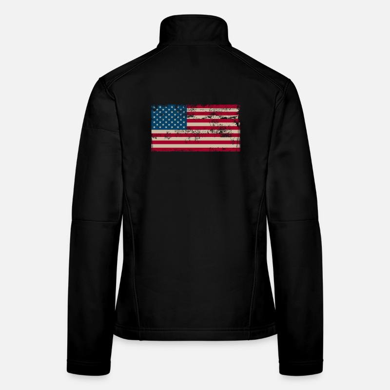 Drapeau américain vieilli Veste en tissu softshell Femme