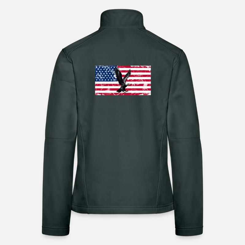 Liberty Eagle over US flag Women's Softshell Jacket