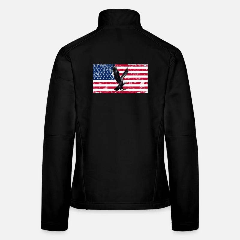 Liberty Eagle over US flag - Women's Softshell Jacket - black