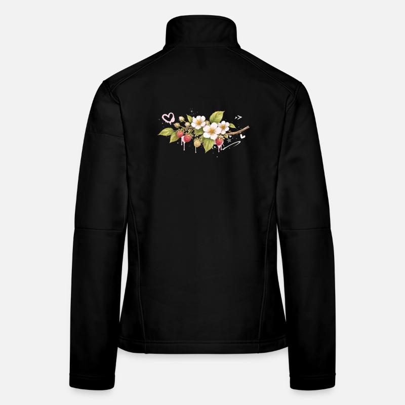Himbeerzweig mit Blüten Graffiti Stil   Frauen Softshelljacke