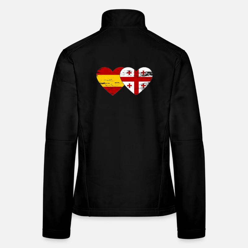 Espagne Géorgie Drapeau Coeur utilisé Veste en tissu softshell Femme