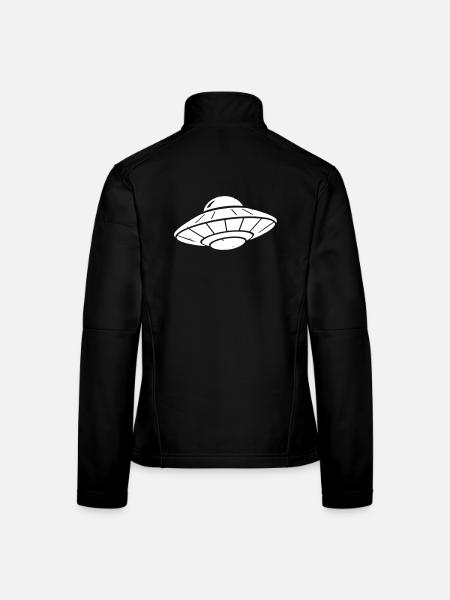 UFO Raumschiff Grunge Vintage Vektor - Frauen Softshelljacke - Schwarz - Hinten