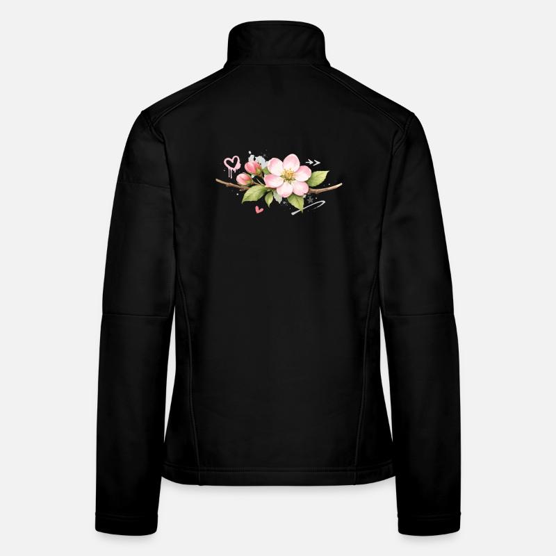 Branche de fleurs de pommier avec des accents de graffiti Veste en tissu softshell Femme