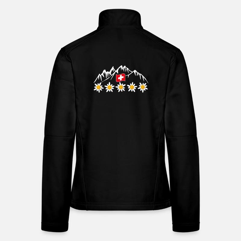 Schweiz, Berge, Gletscher, Urlaub - Frauen Softshelljacke - Schwarz