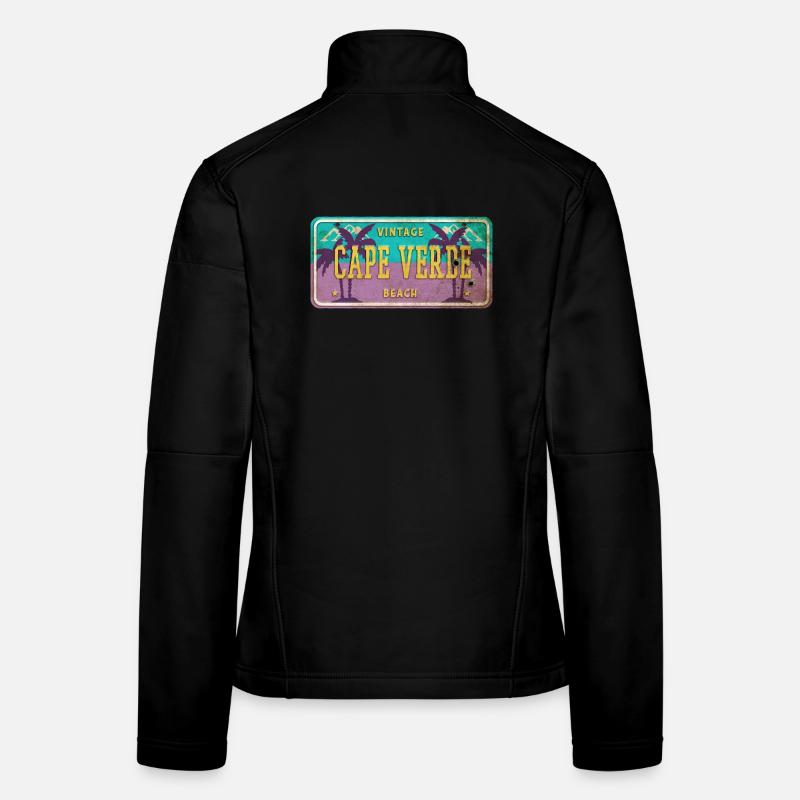Cape Verde Vintage Palm Tree Sign Women's Softshell Jacket