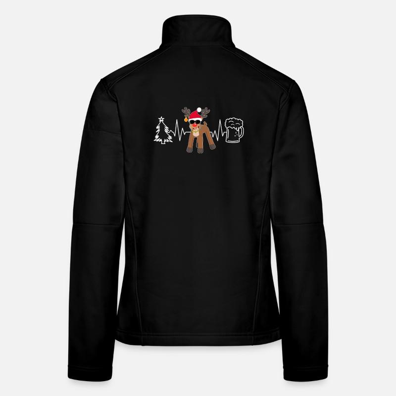 Renne avec bière arbre de Noël Heartbeat ECG Veste en tissu softshell Femme