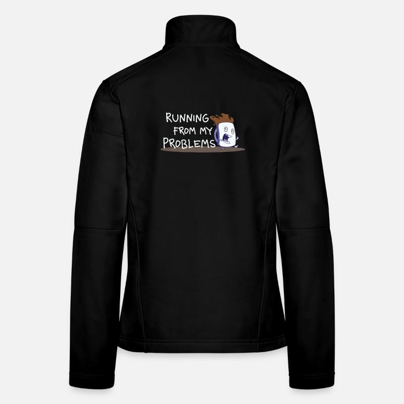 Running from My Problems – Coffee Cartoon Women's Softshell Jacket