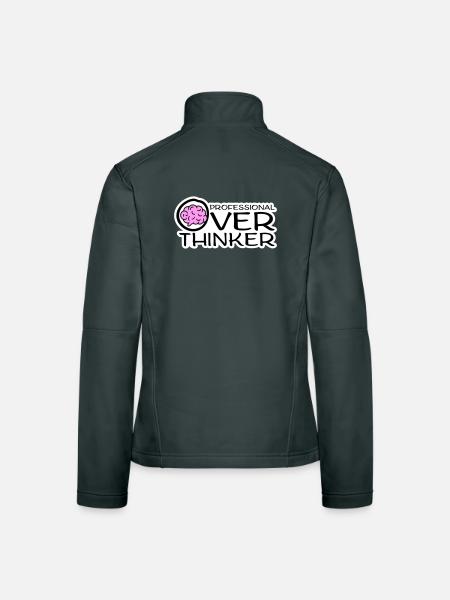 Professional Overthinker Funny Brooding Anxiety Logo - Women's Softshell Jacket - black - Back