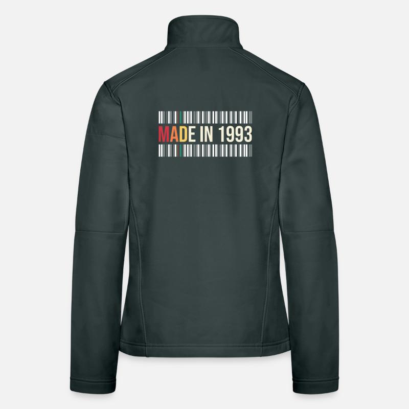 Né en 1993 T-shirt code-barres rétro Veste en tissu softshell Femme