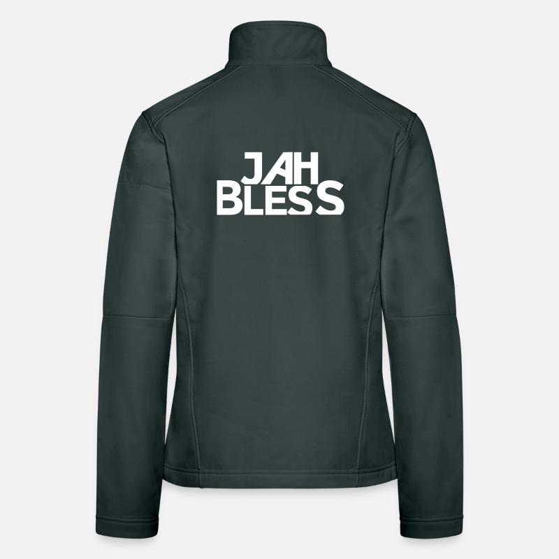 Jah Bless Block Font Design Women's Softshell Jacket