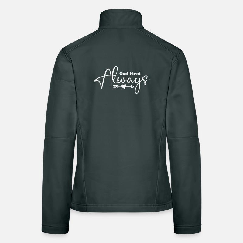 Dieu d’abord Script Always Cœur Veste en tissu softshell Femme