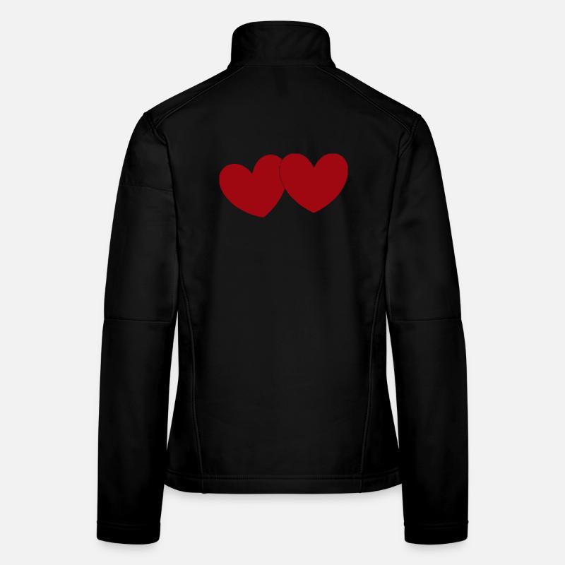 2 Cœurs Rouges Cœur Cadeau Rouge pour la Saint-Valentin Veste en tissu softshell Femme