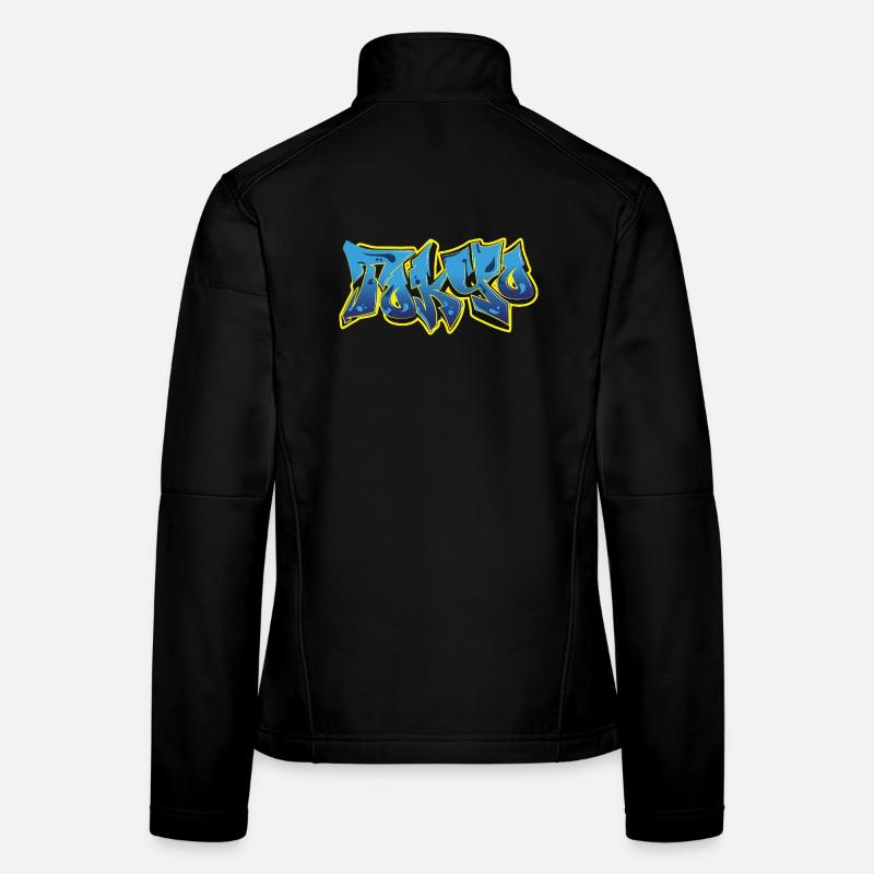 Cool Graffiti Tokyo Blue - Women's Softshell Jacket - black