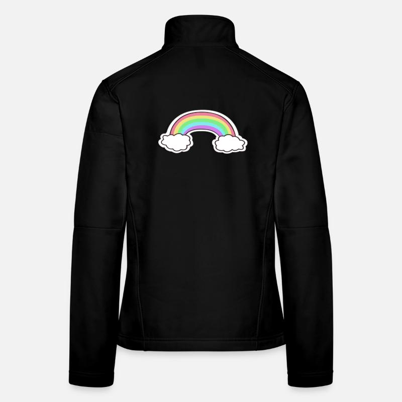 Motif arc-en-ciel pastel avec nuages Veste en tissu softshell Femme