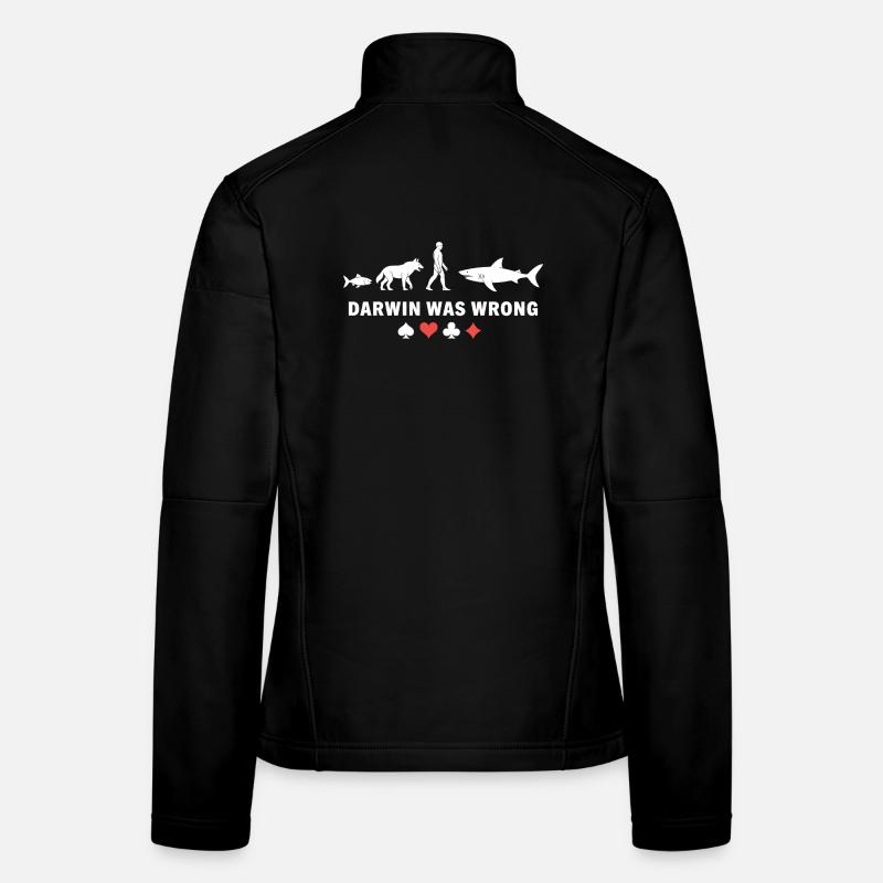 Poker Evolution Darwin était le mauvais jeu de cartes Shark Veste en tissu softshell Femme