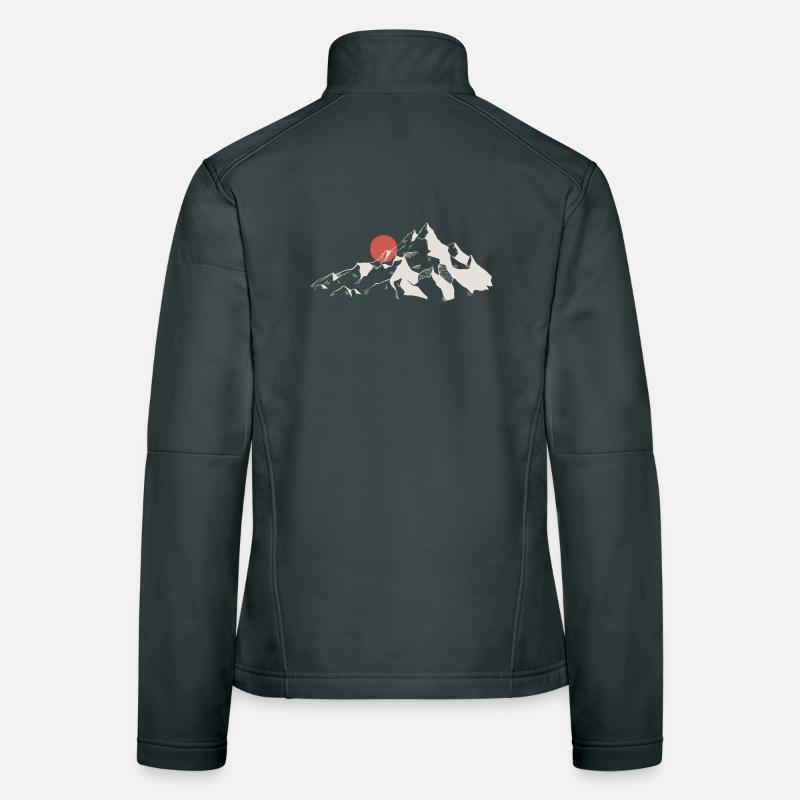 Silhouette de montagne de lever de soleil Veste en tissu softshell Femme