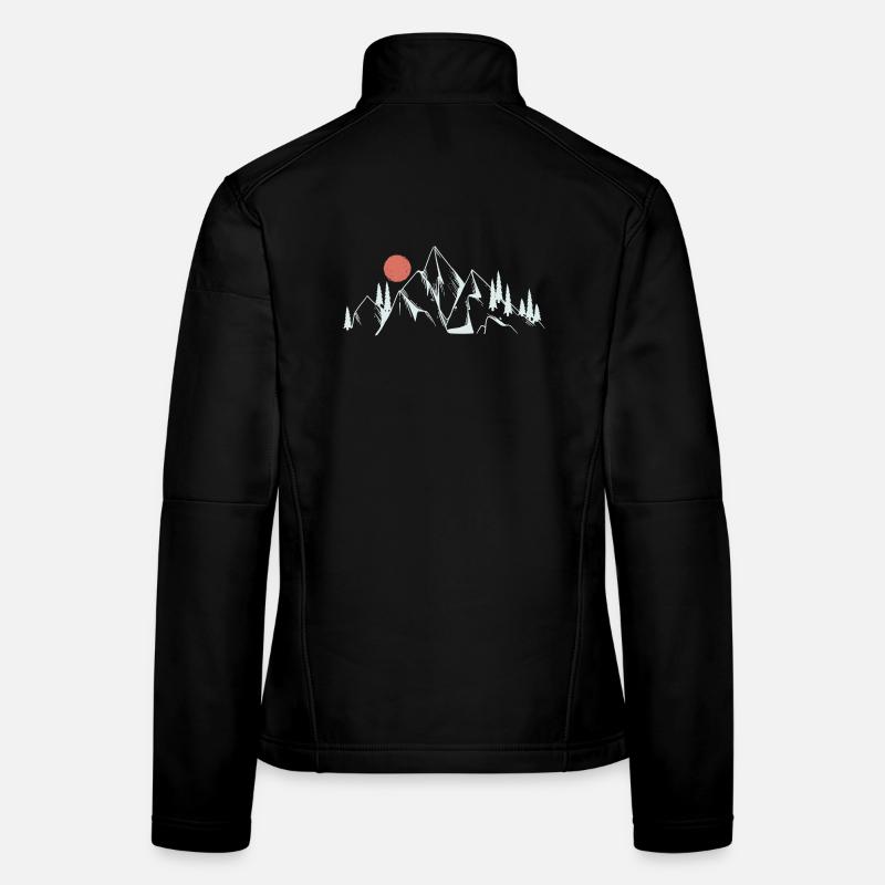 Dessin au trait de l’aube des montagnes Veste en tissu softshell Femme