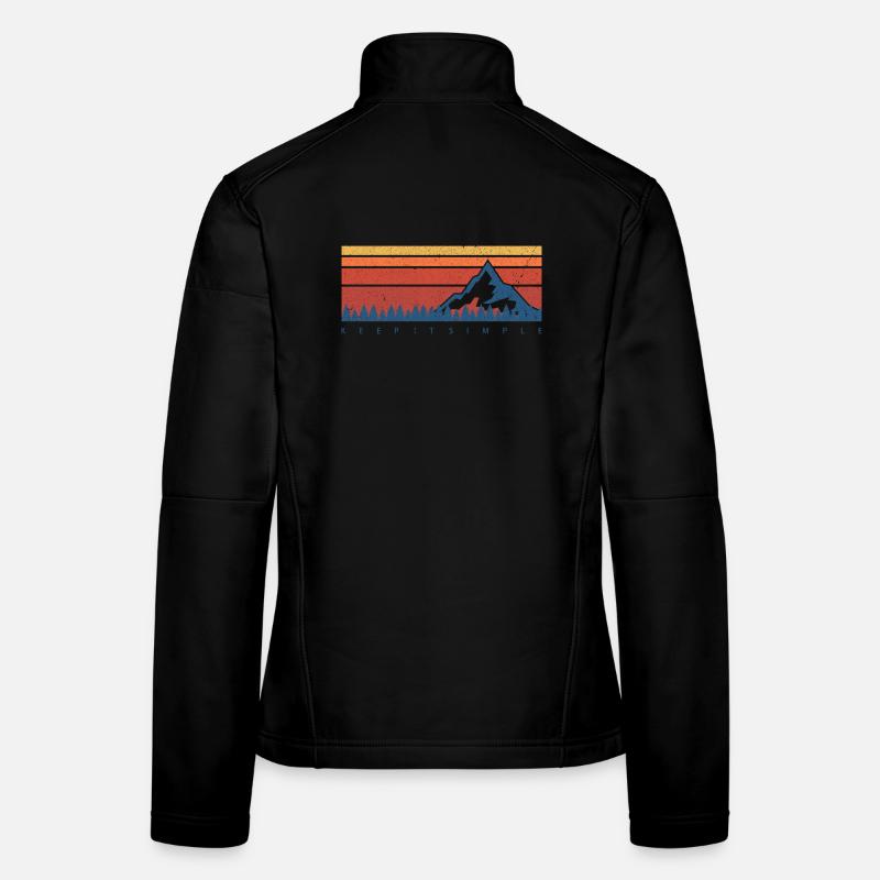 Minimal Mountain Sunset Retro Women's Softshell Jacket