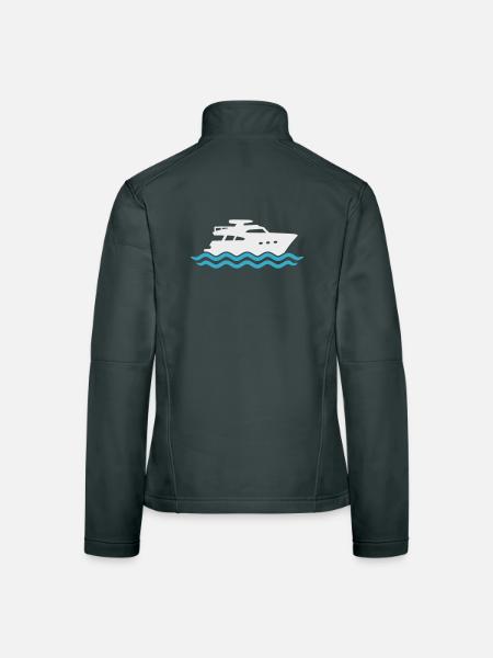 Yacht Silhouette Motorboat - Women's Softshell Jacket - black - Back