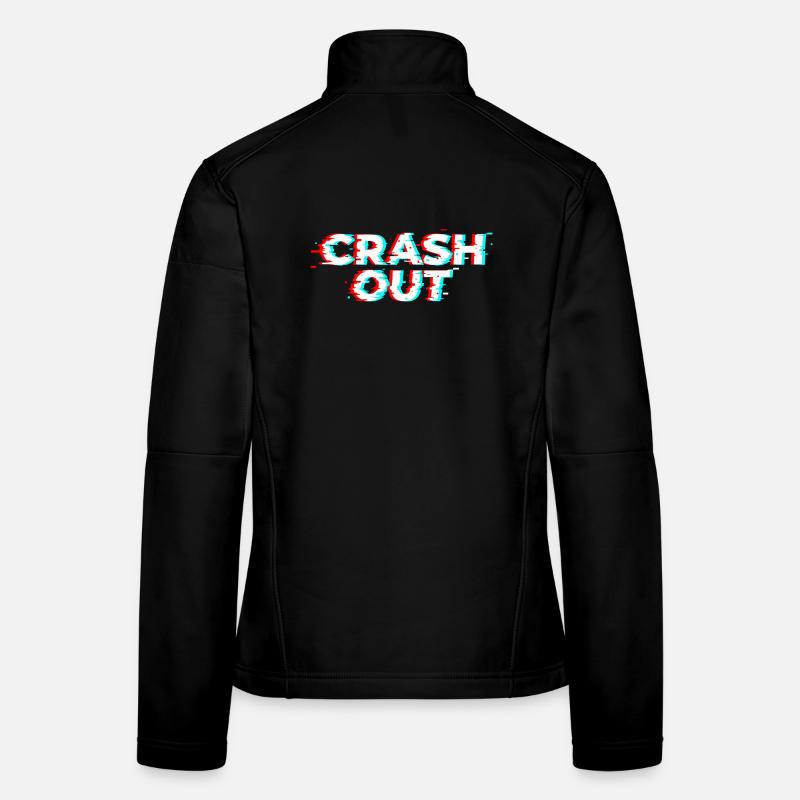 Crash Out - Glitch Style White Red Cyan Women's Softshell Jacket