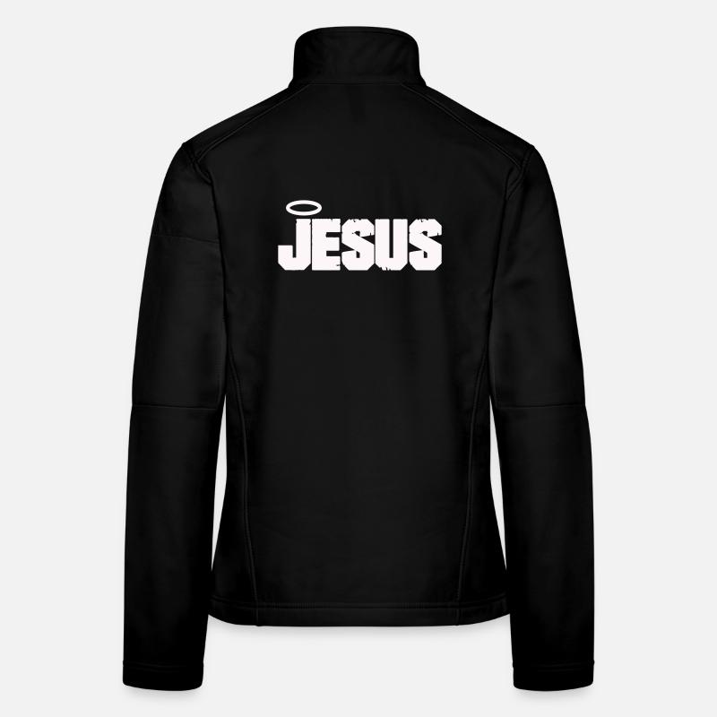 Jesus Schriftzug mit Heiligenschein Frauen Softshelljacke