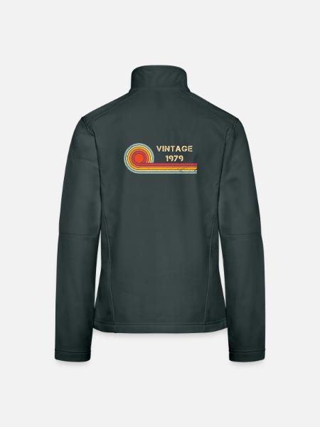 Vintage 1979 birthday retro design - Women's Softshell Jacket - black - Back