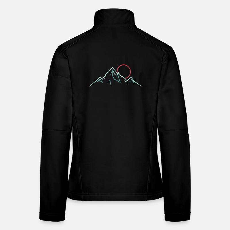 Chaîne de montagnes minimaliste avec soleil levant Veste en tissu softshell Femme