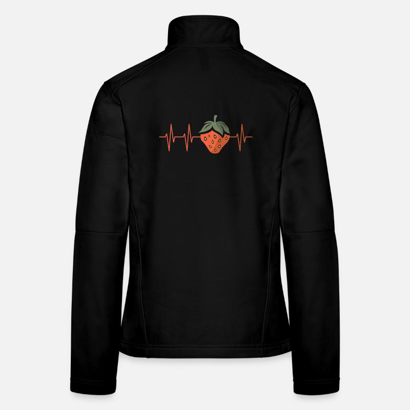 Fraise avec battement de cœur dans le style bande dessinée Veste en tissu softshell Femme