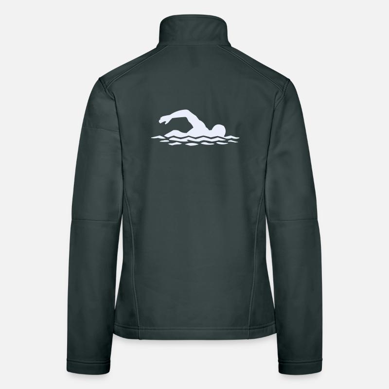 Schwimmer Silhouette im Wasser Frauen Softshelljacke