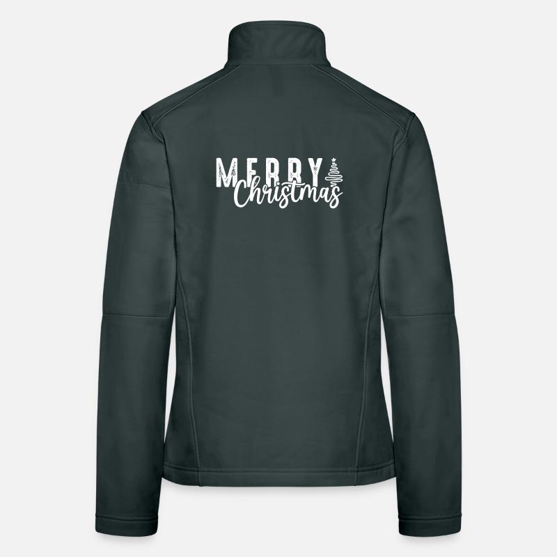 Merry Christmas Script Overlay Women's Softshell Jacket
