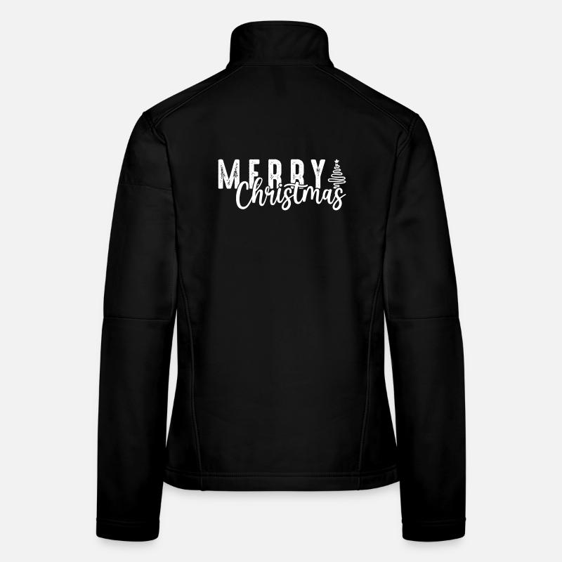 Merry Christmas Script Overlay Women's Softshell Jacket