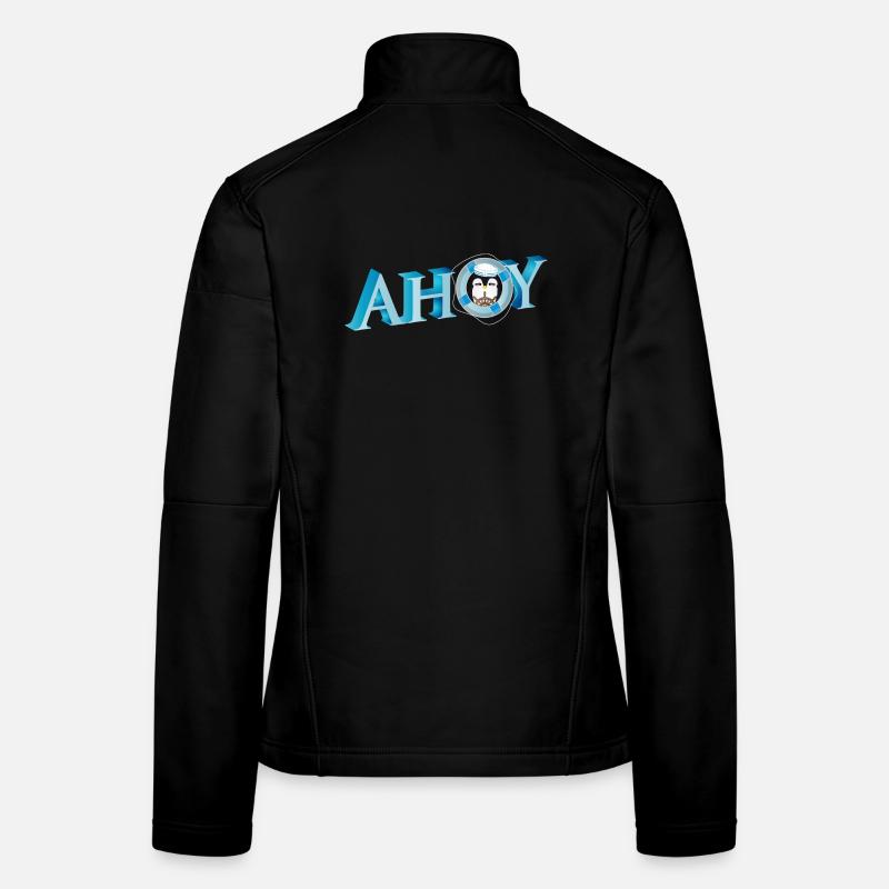 englischer Seemannsgruß Ahoy mit Pinguin Seemann Frauen Softshelljacke