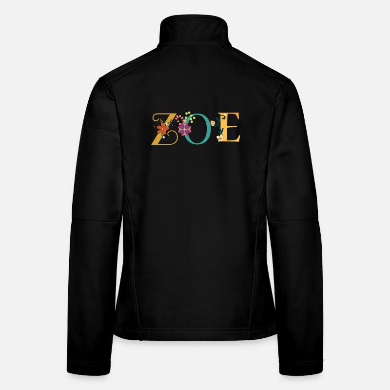 ZOE Name Art With Flowers Embroidered Women's Softshell Jacket