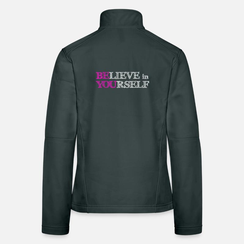 Believe In Yourself - Pink Scribble White Women's Softshell Jacket