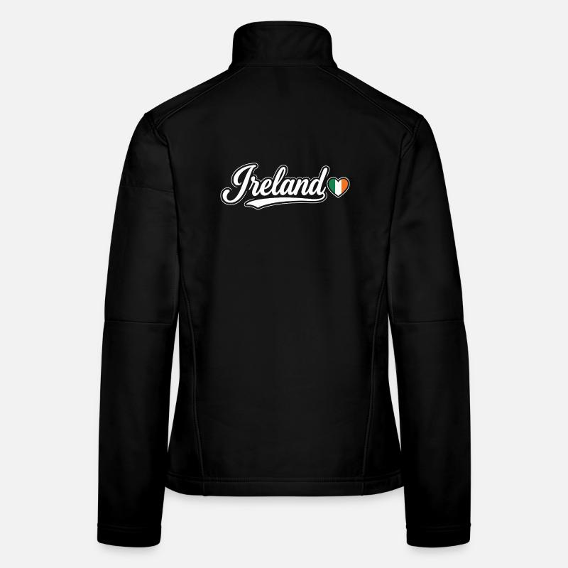 Ireland Script with Flag Heart Fan Patriotic Women's Softshell Jacket