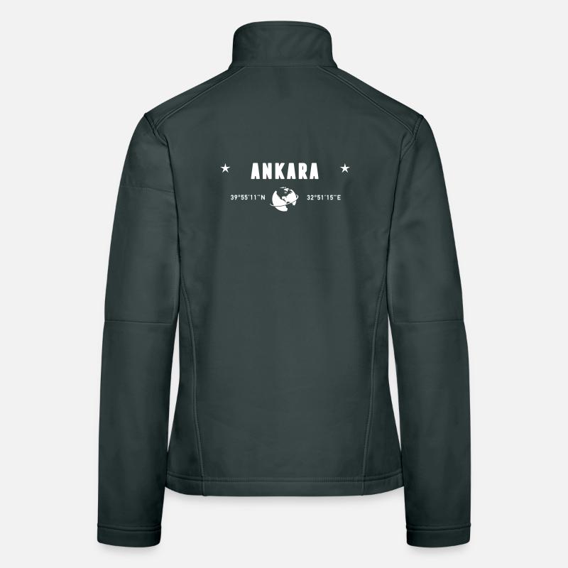 Ankara Turkey Coordinates Planet Earth White Women's Softshell Jacket
