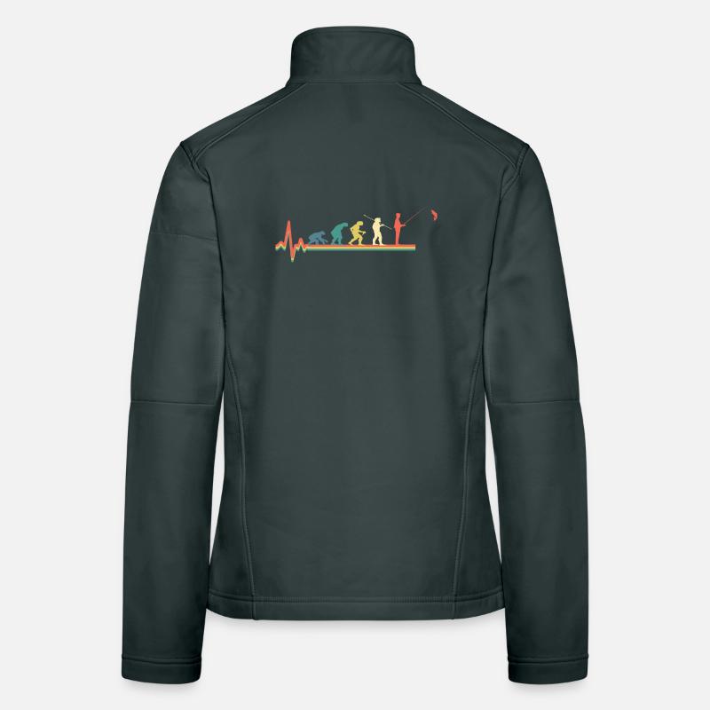 Angeln Angler Evolution Retro Fischer Frauen Softshelljacke
