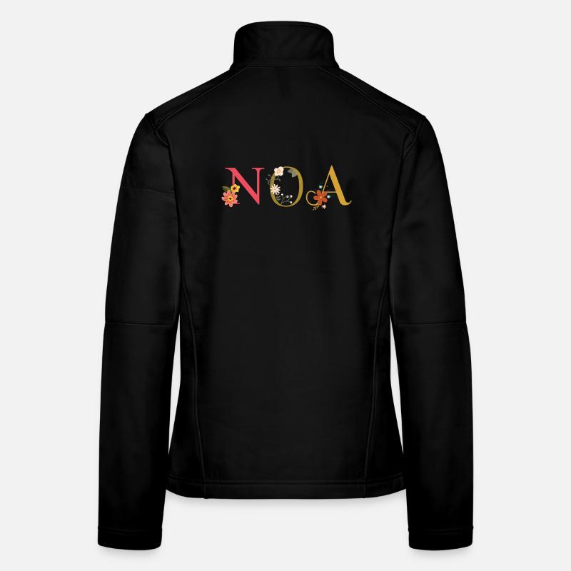 Nom de l’ANO décoré de fleurs - Veste en tissu softshell Femme - noir