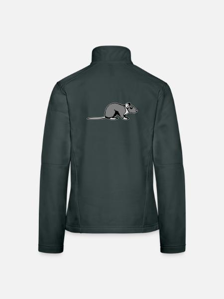 Ratte Seitenprofil Süß Lustig Nagetier Tier Comic - Frauen Softshelljacke - Dunkelgrau - Hinten