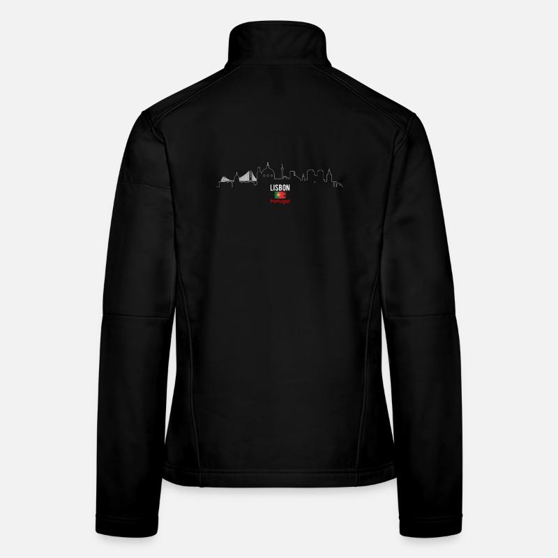 Skyline von Lissabon mit Flagge - Frauen Softshelljacke - Schwarz