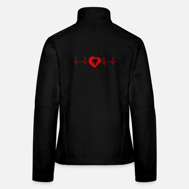 Albanien Herz EKG Herschlag Herzfrequenz Geschenk Frauen Softshelljacke